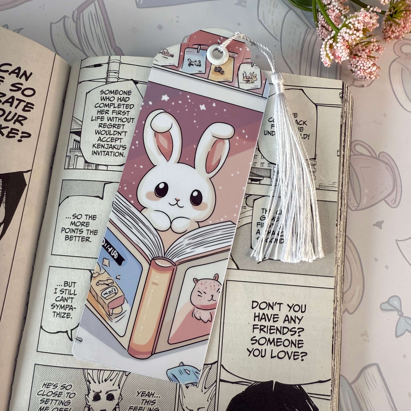 Cozy Bunny Reading Bookmark