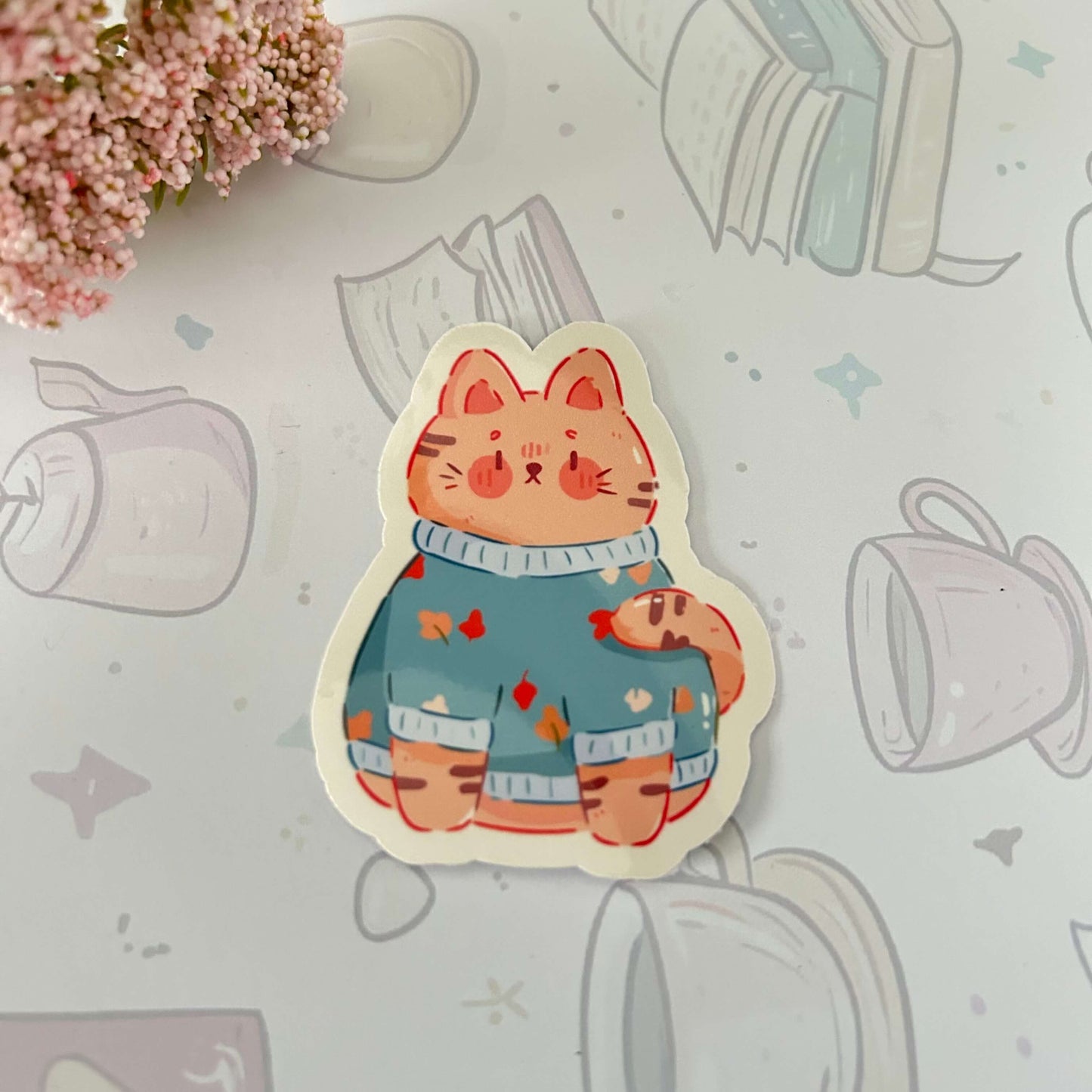 Cozy Cat Sticker – Purrfectly Snug!