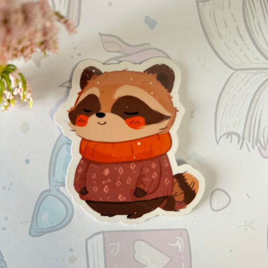 Cozy Raccoon Snuggles Stickers