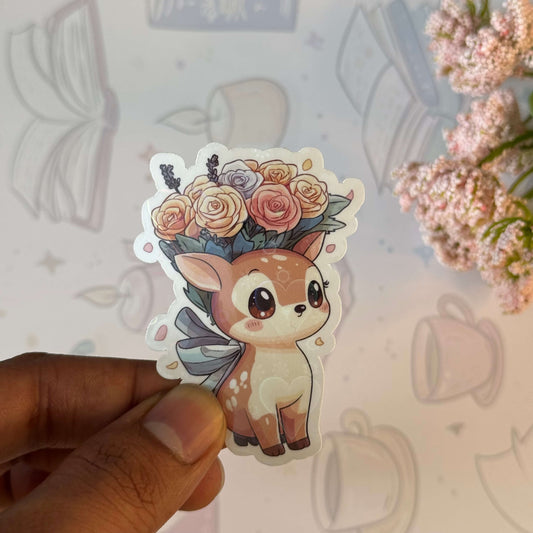 Deer & Roses Holographic Sticker