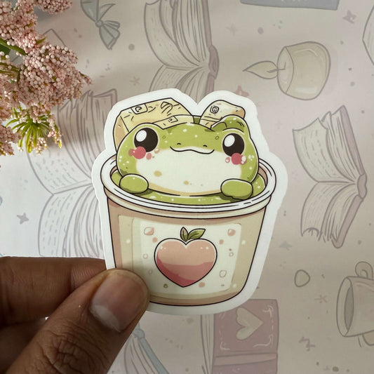 Frog Matcha Latte Glossy Sticker