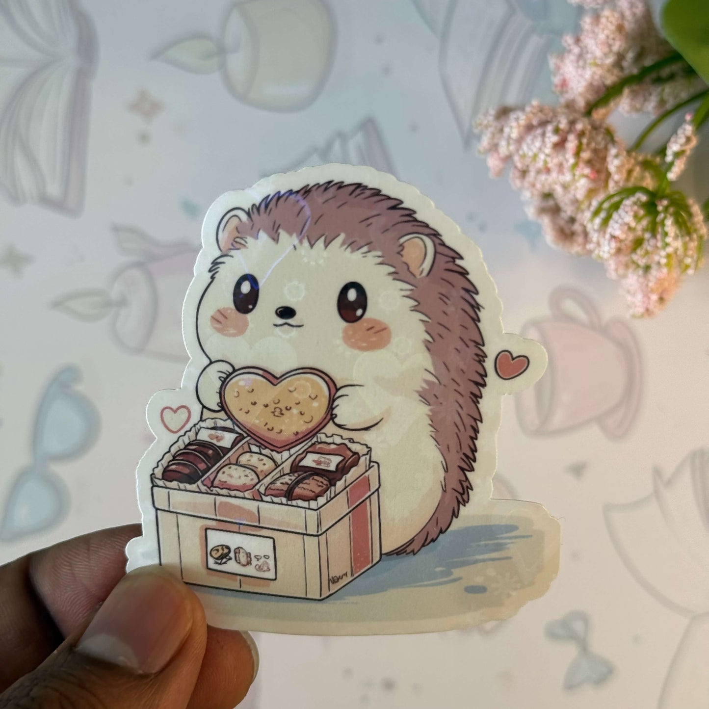 Hedgehog Chocolate Day Holographic Sticker