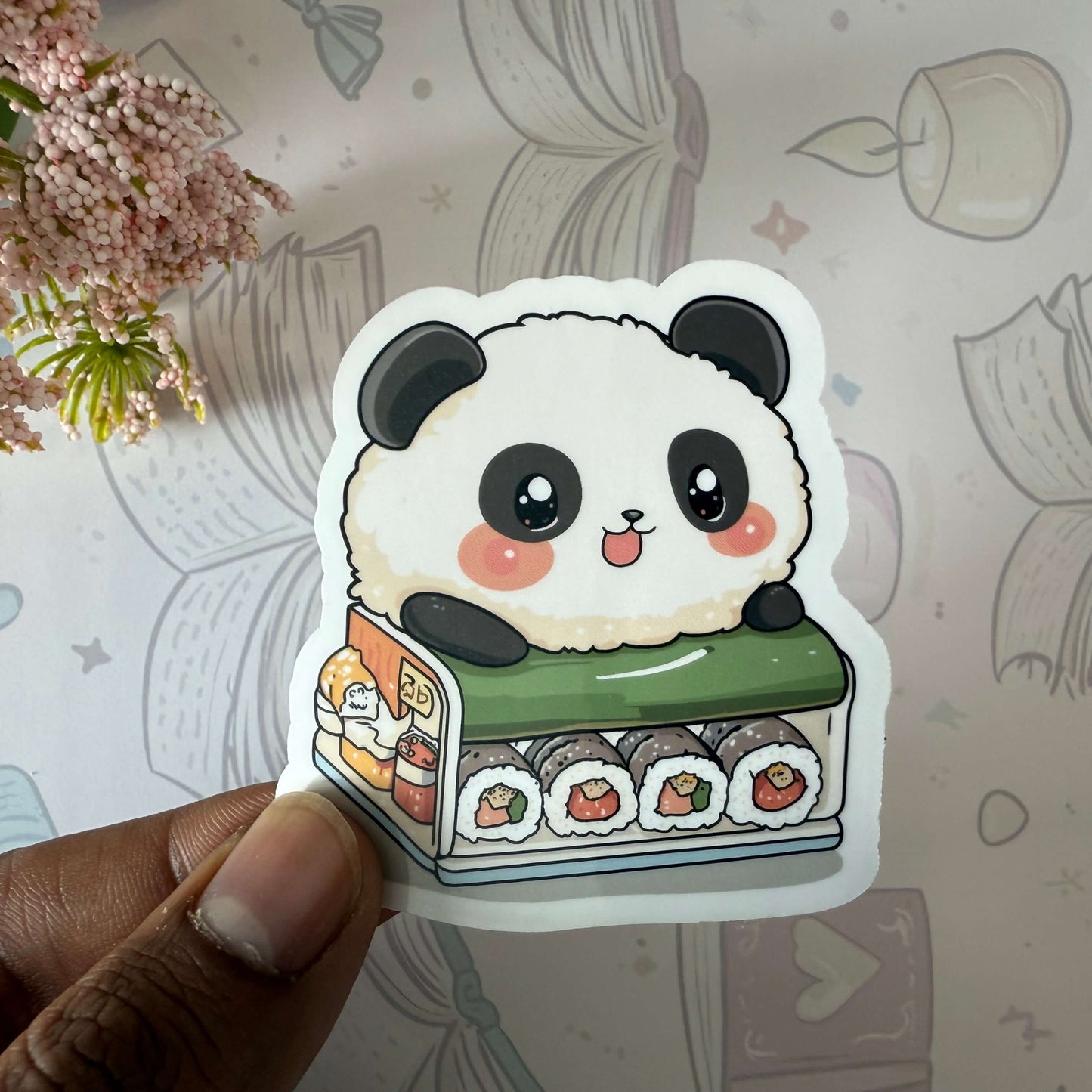 Panda Sushi Glossy Sticker