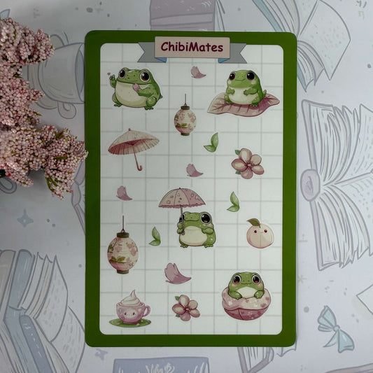 Sakura Frog Sticker Sheet