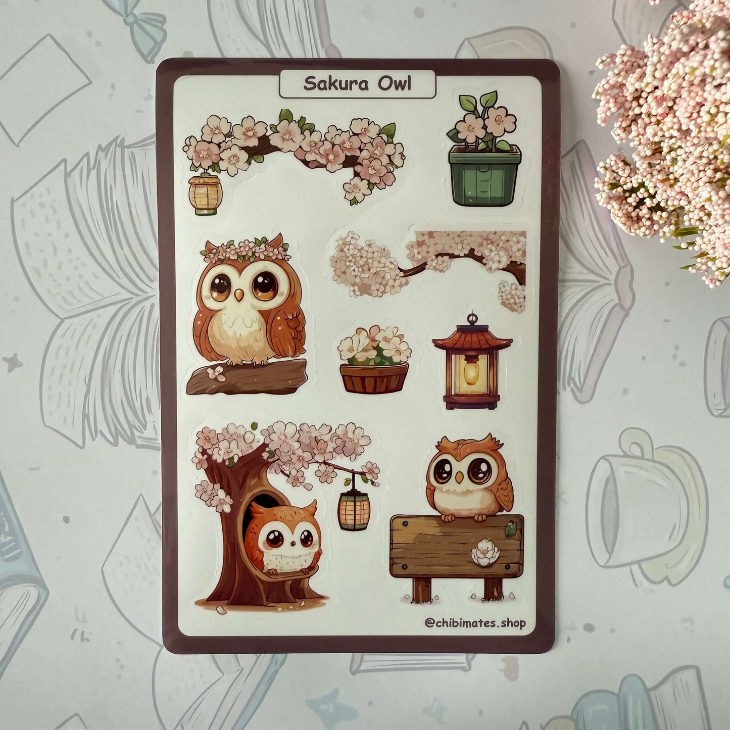 Sakura Owl Sticker Sheet